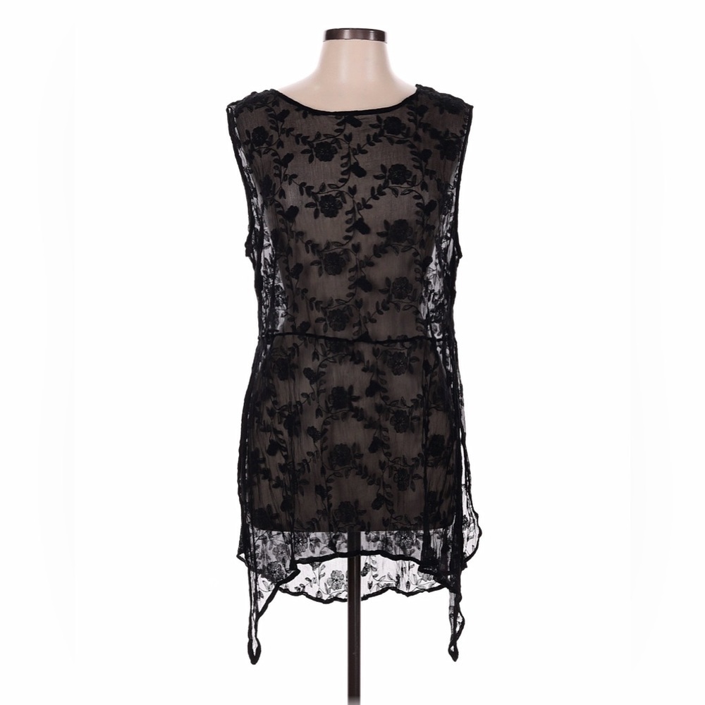 IVEY ABITZ Black Floral Lace Dress Lagenlook VGUC
